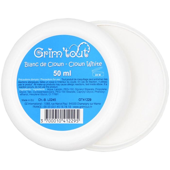 Ansiktsmålning clown, vit, 50 ml/ 1 burk