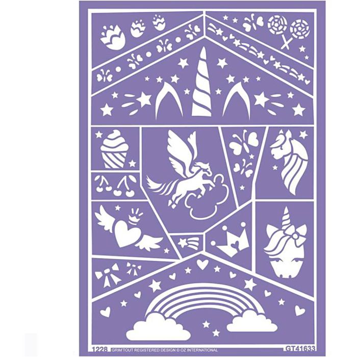 Självhäftande stencil för ansiktsmålning, Enhörning, 1 förp.