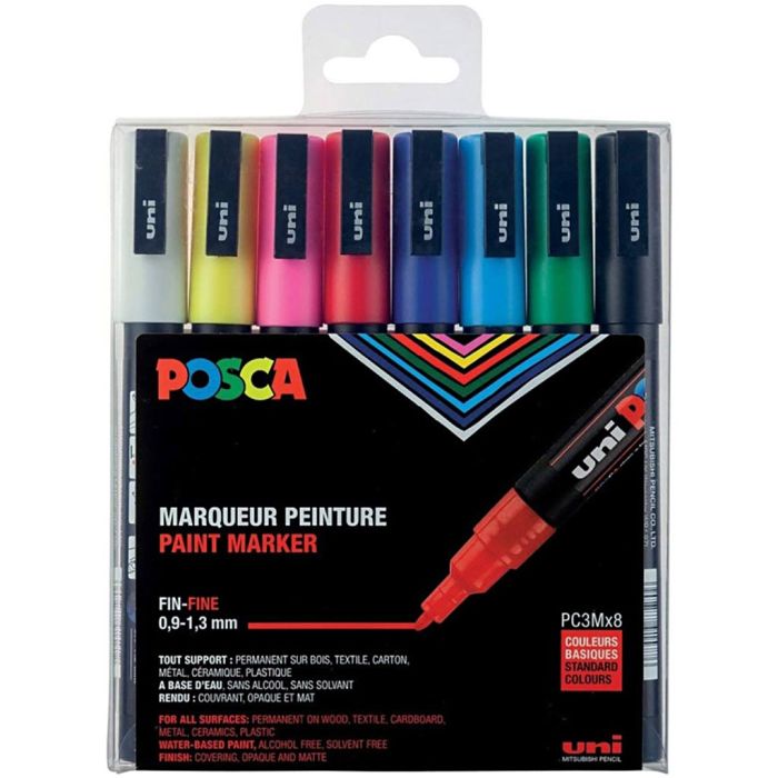 Set med Posca Markers, PC-3M, nr. PC-3M, standardfärger, 8 st./ 1 förp.