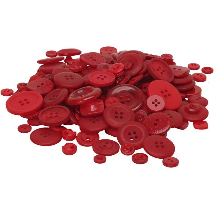 Knappar, röd, 150 g/ 1 påse