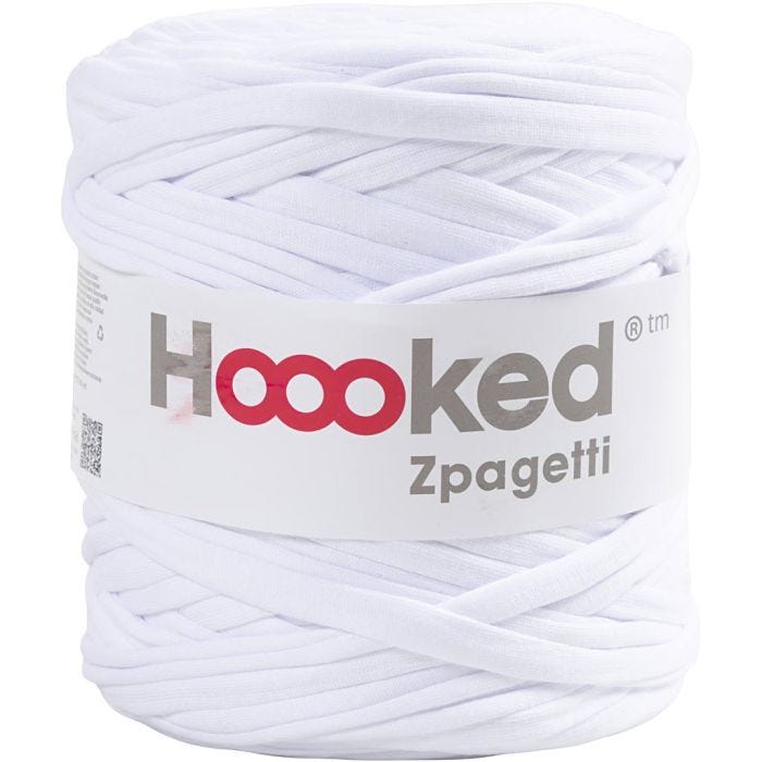 Hoooked Zpagettigarn, L: 120 M, tjocklek 10-15 mm, vit, 900 g/ 1 nystan