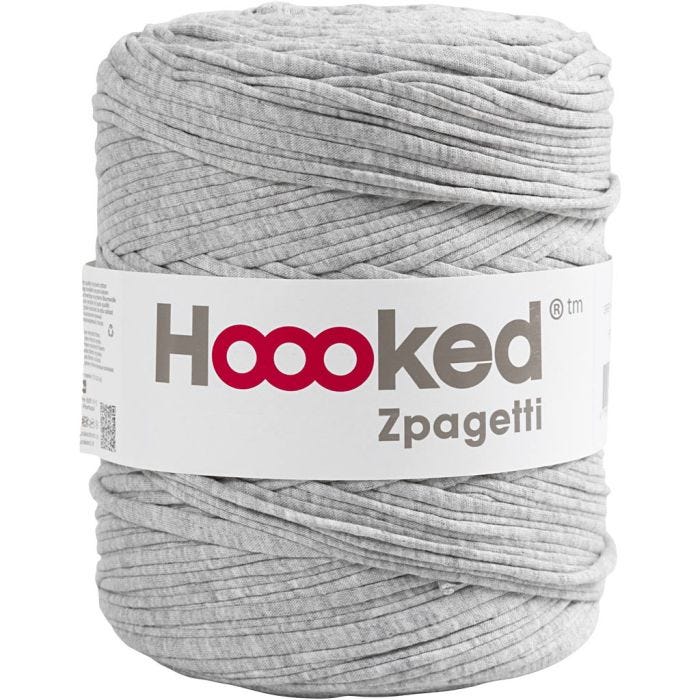 Hoooked Zpagettigarn, L: 120 M, tjocklek 10-15 mm, grå, 900 g/ 1 nystan