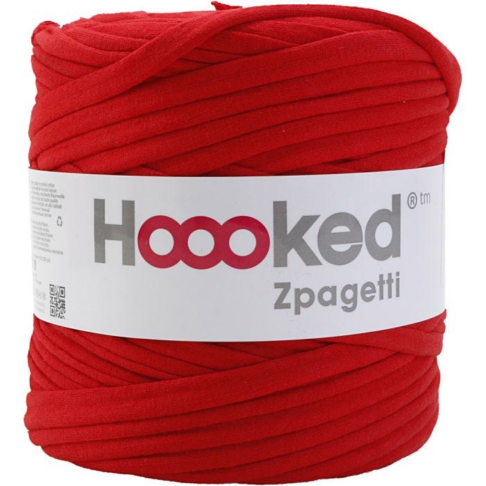 Hoooked Zpagettigarn, tjocklek 10-15 mm, röd, 900 g/ 1 nystan, 120 m