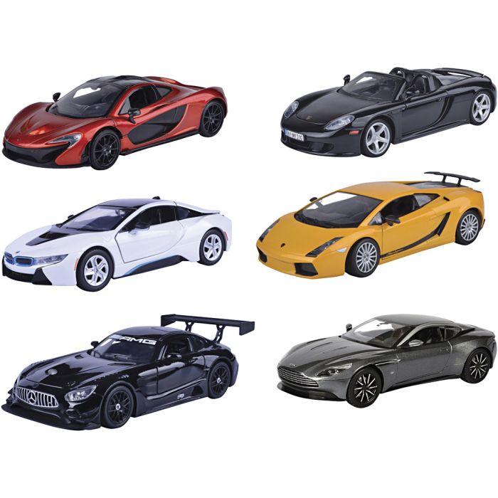 Metallbilar, stl. 18 cm, 6 st./ 1 set