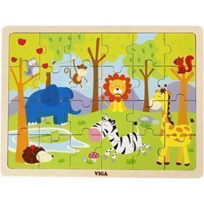 VIGA Träpussel, safaridjur, stl. 30x22,5 cm, 24 brickor, 1 st.