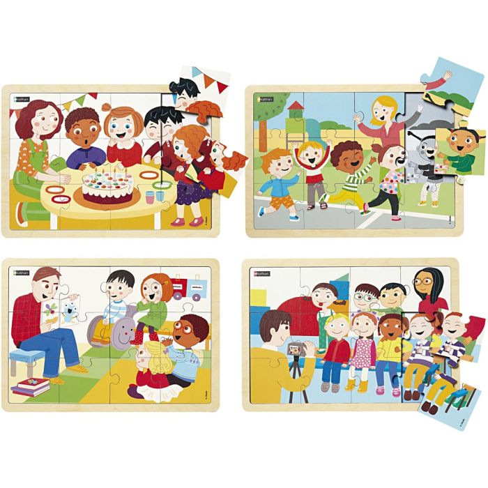 Nathan träpussel, Bra tid i skolan, stl. 30x21x1 cm, ca. 4 x 12 brickor, 1 förp.