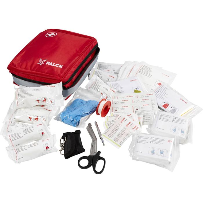 Första hjälpen-låda med innehåll, stl. 26x20x6 cm, 1 set