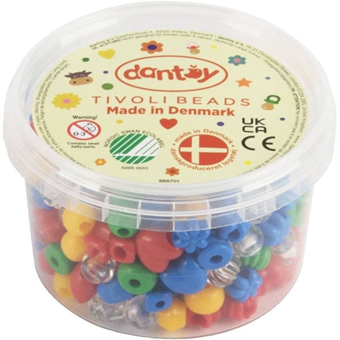 Dantoy pärlor, Dia. 5-8 mm, Hålstl. 4 mm, mixade färger, 280 st./ 1 förp.