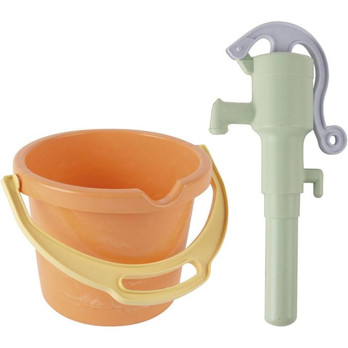 Dantoy pastellfärgad hink och vattenpump, 3 set/ 1 förp.