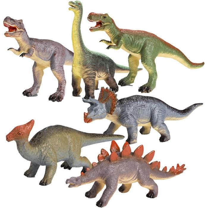 Dinosaurier, stl. 27-30 cm, 6 st./ 1 förp.