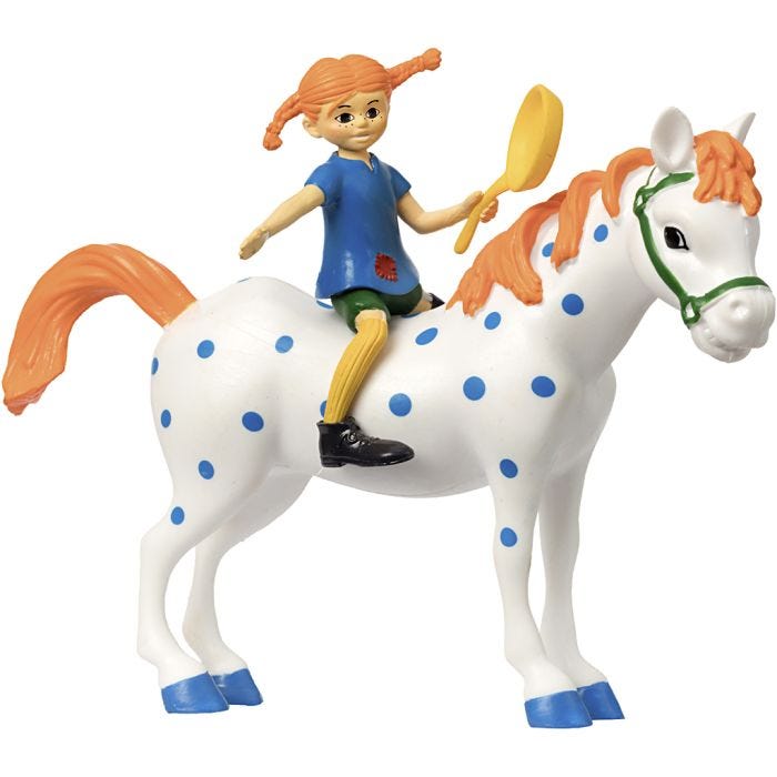 Pippi och Lilla Gubben figurer, stl. 11 cm, 2 st./ 1 set