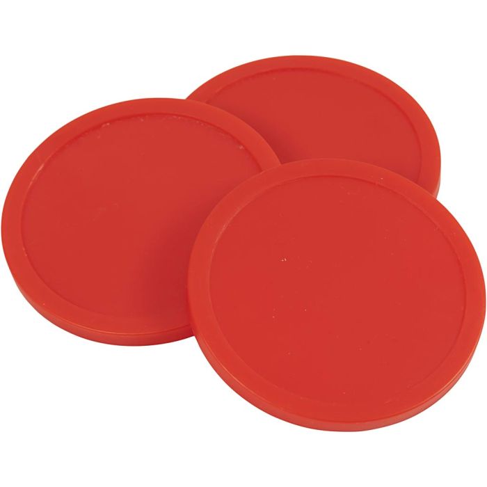 Airhockey-puck, H: 0,5 cm, Dia. 7,5 cm, röd, 12 g, 15 st./ 1 förp.