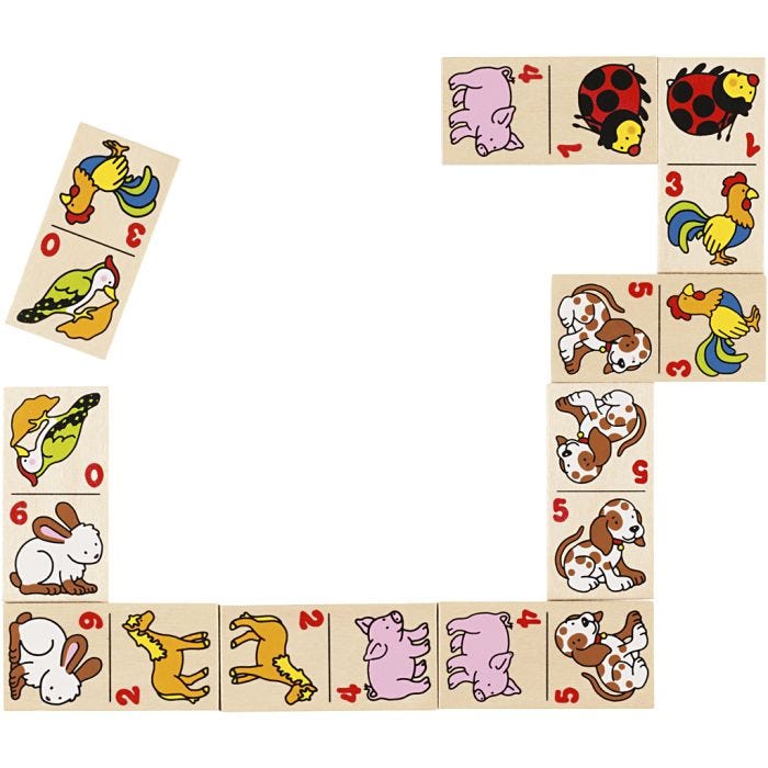 Domino med djurmotiv, 1 set