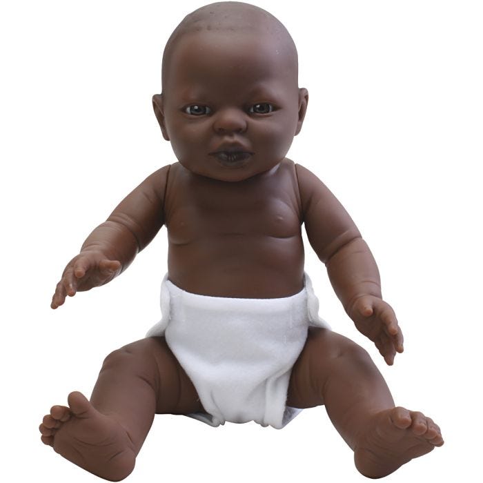 Babydocka, Mörk flicka, stl. 38 cm, 1 st.