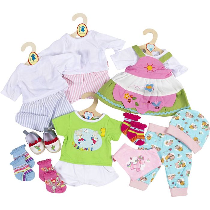 Dockkläder, stl. 35-45 cm, Innehållet kan variera , 6 set/ 1 förp.