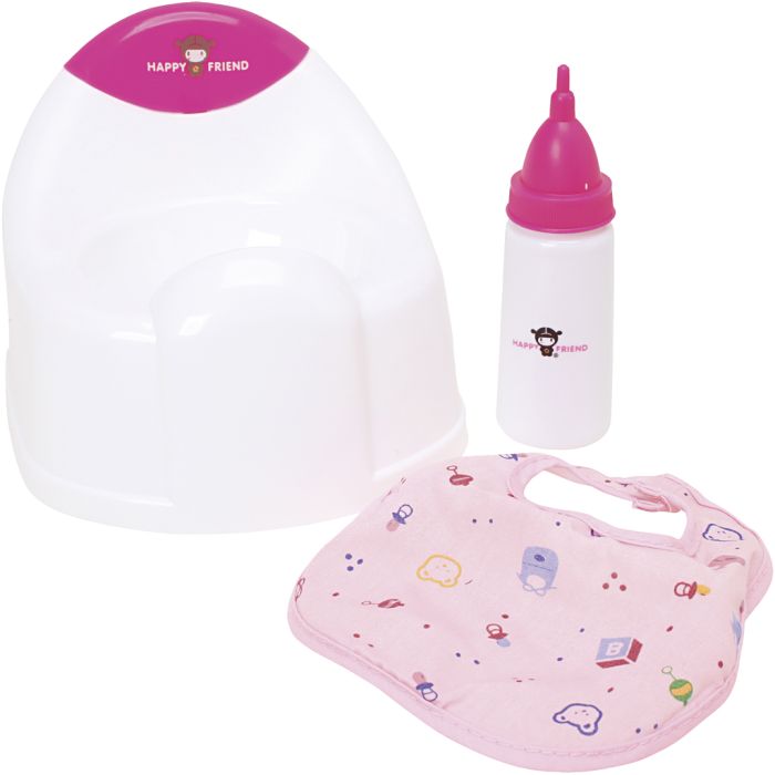 Potta, nappflaska och haklapp, 1 st.