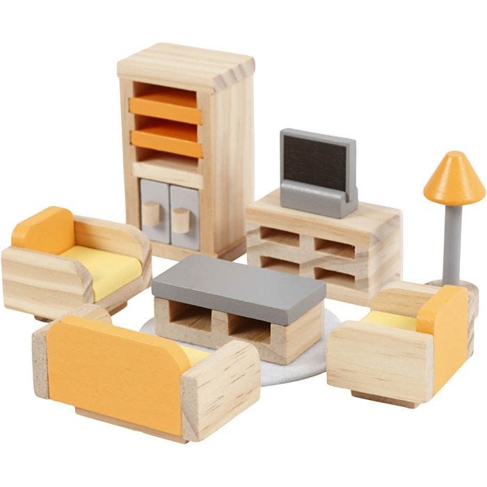 VIGA Dockhus möbler, stl. 2x2x7,5 cm, 8 delar/ 1 set