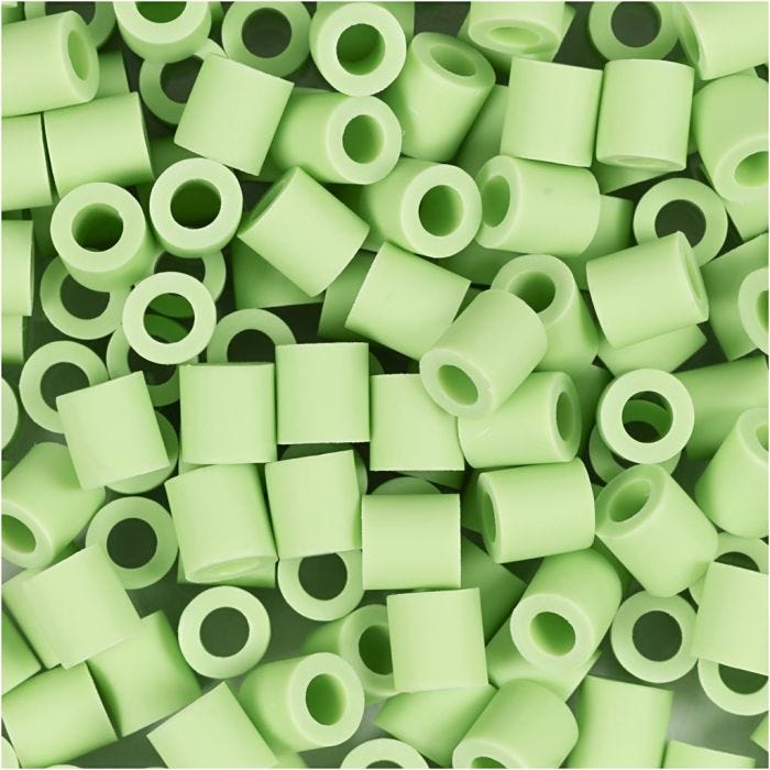 NABBI BioBeads, stl. 5x5 mm, Hålstl. 2,5 mm, medium, pastellgrön, 1000 st./ 1 förp.
