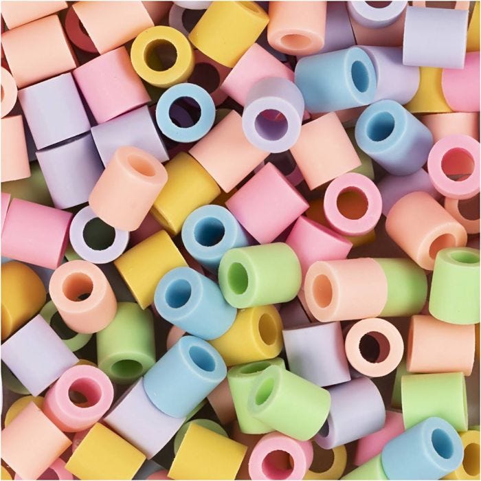 NABBI BioBeads, stl. 5x5 mm, Hålstl. 2.5 mm, medium, pastellfärger, 1000 st./ 1 förp.