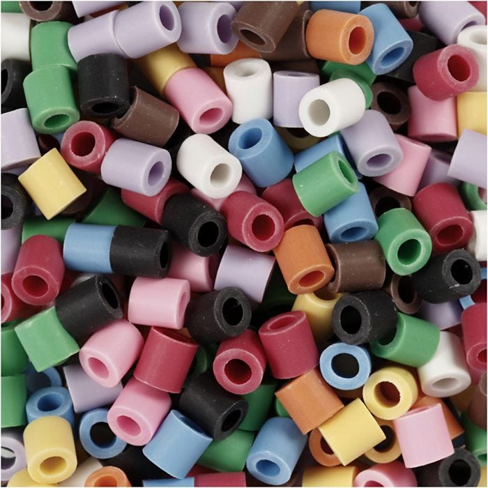 NABBI BioBeads, stl. 5x5 mm, Hålstl. 2.5 mm, medium, mixade färger, 3000 st./ 1 förp.