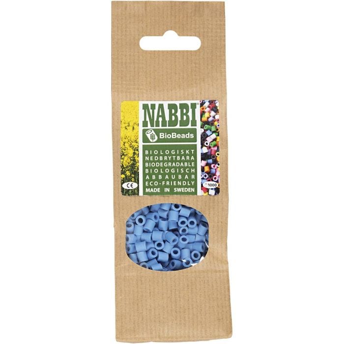 NABBI BioBeads, stl. 5x5 mm, Hålstl. 2.5 mm, medium, blå, 1000 st./ 1 förp.