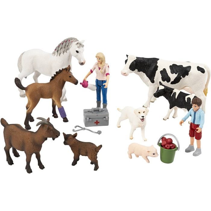 Schleich Bondgårdsdjur, 10 delar/ 1 set