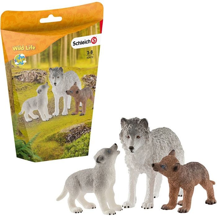 Schleich Nordiskt djurliv, Vargmamma med valpar, stl. 19,2x13,6x5,8 cm, 1 st.