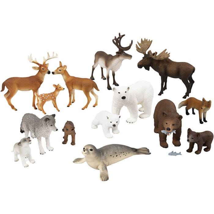 Schleich Nordiskt djurliv, stl. 7-19 cm, 14 delar/ 1 set