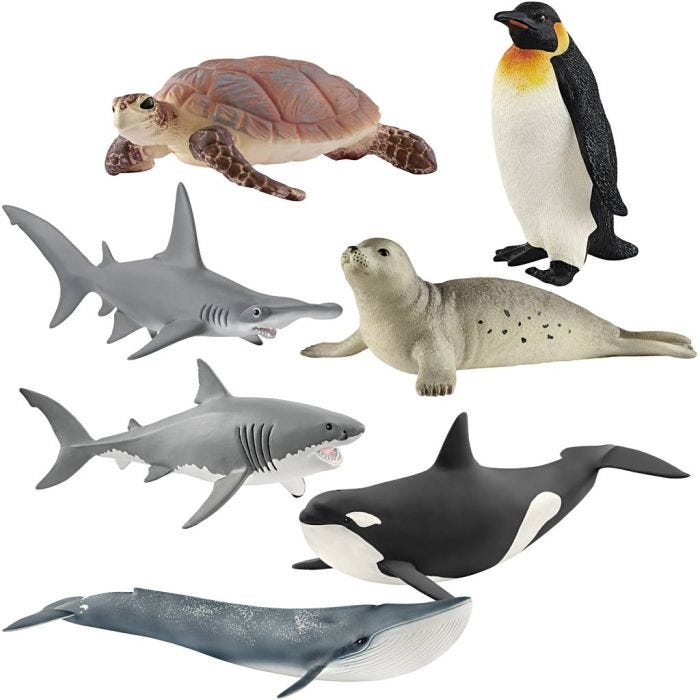 Schleich havsdjur, stl. 6-28 cm, 7 delar/ 1 förp.