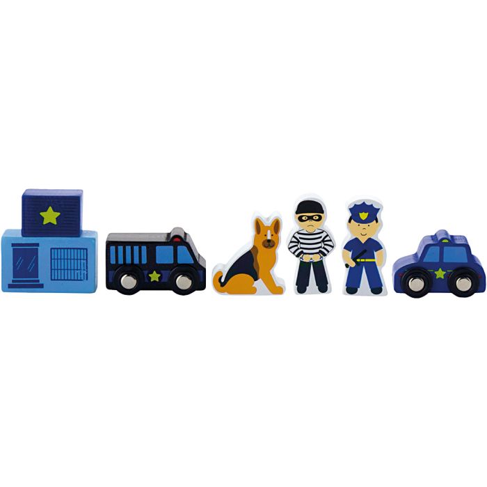 VIGA tågbana tillbehör, Polis, 6 delar/ 1 set