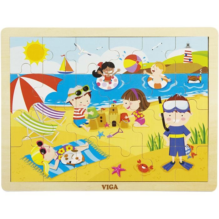 VIGA träpussel årstider, sommar, stl. 30x22,5 cm, 24 brickor, 1 st.