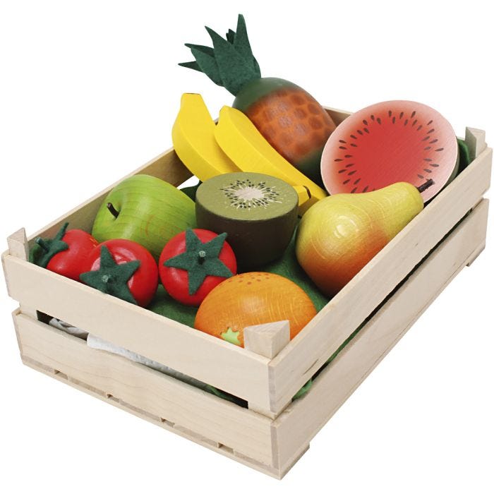 Träfrukter i låda, 12 st./ 1 förp.