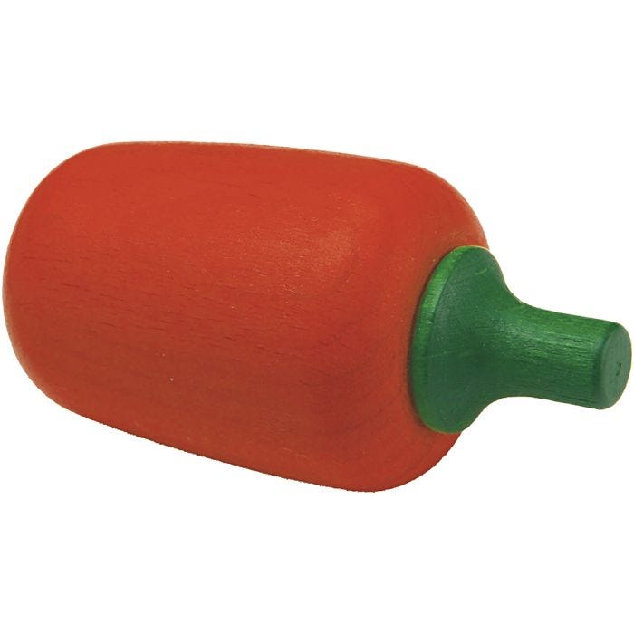 Leksaksmat av trä, paprika, stl. 35x69x35 mm, färger kan variera , 1 st.