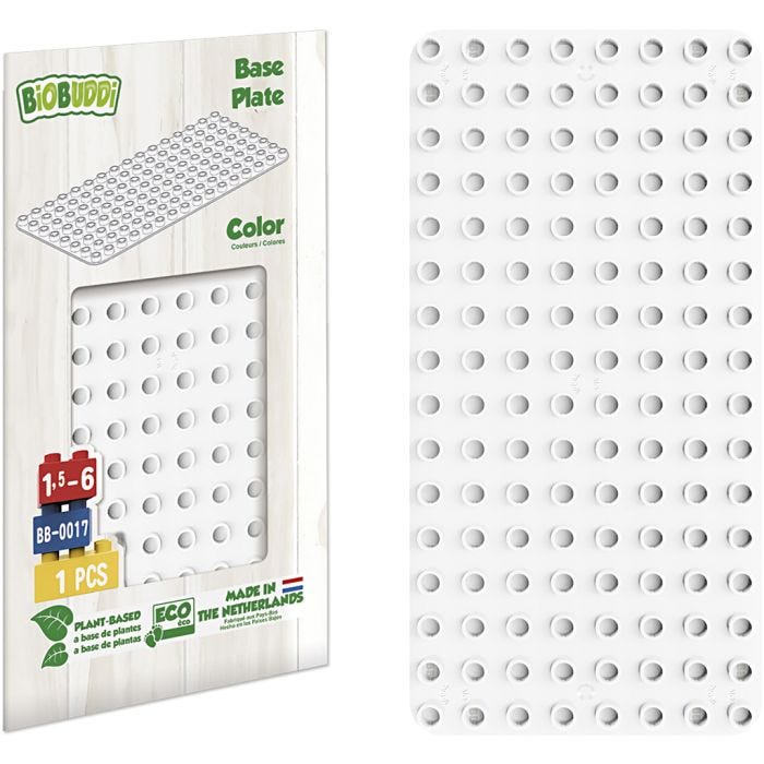 BIOBUDDI Byggplatta, stl. 15x30 cm, vit, 3 st./ 1 set