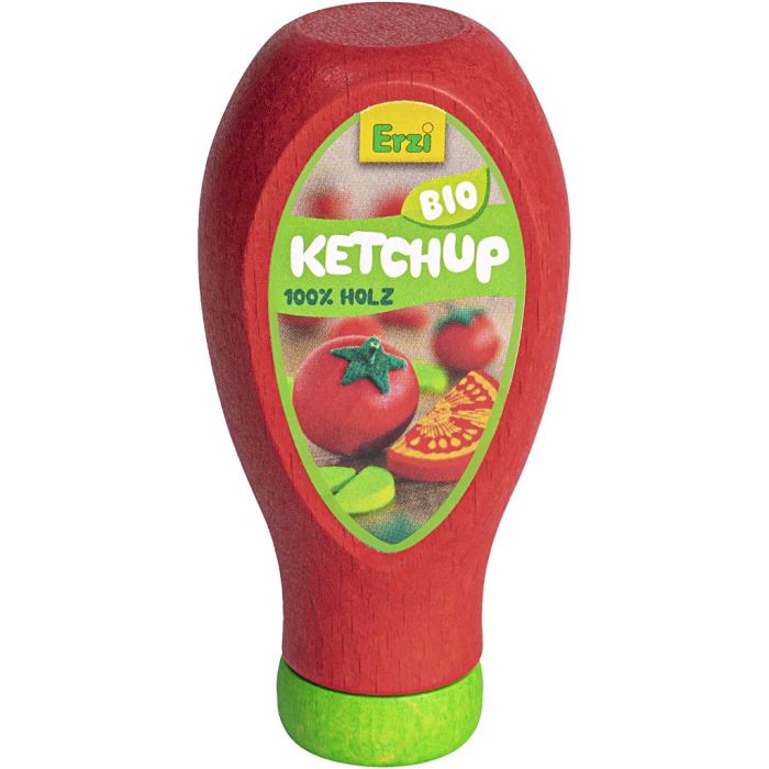 Leksaksmat av trä, ketchup, stl. 43x28x90 mm, 1 st.