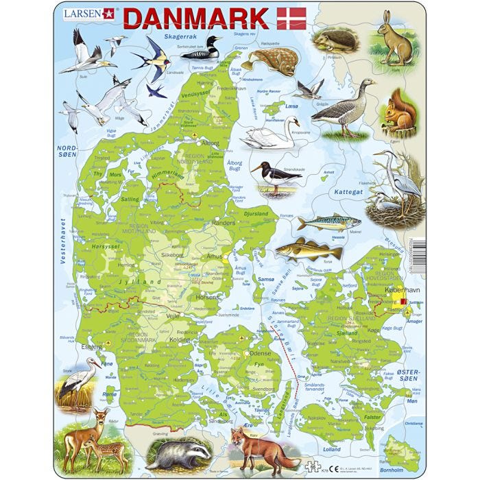 Pussel Danmark, Norden och världen
, Danmark, stl. 28,5x36,5 cm, 66 brickor, 1 st.