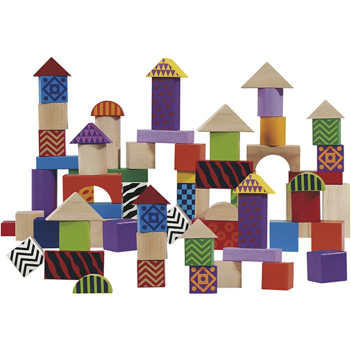 Färgade Träklossar, mixade färger, 100 st./ 1 förp.