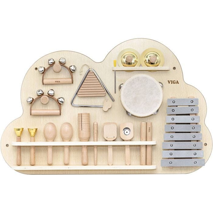 VIGA aktivitetstavla med slaginstrument , H: 48 cm, L: 75, B: 6,6, 12 delar/ 1 förp.