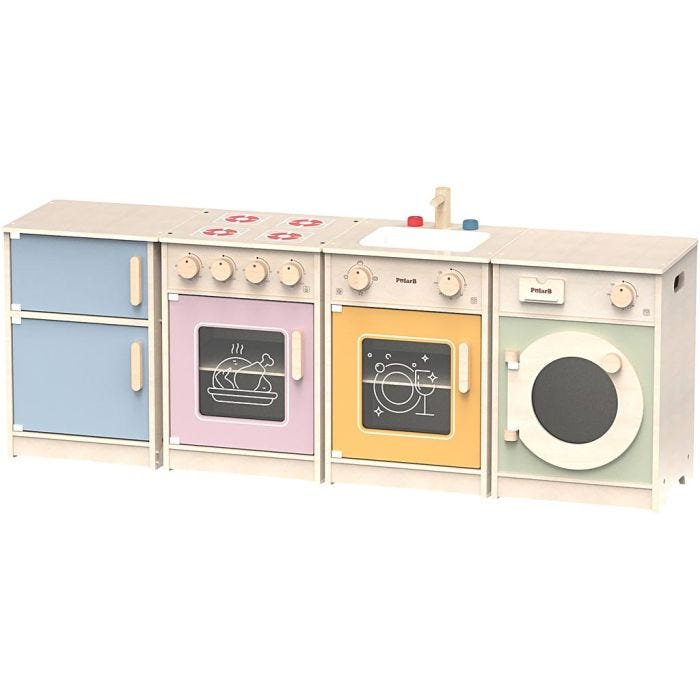 VIGA Mini leksakskök, H: 50(56,9) cm, L: 130 cm, B: 30 cm, 4 delar/ 1 förp.