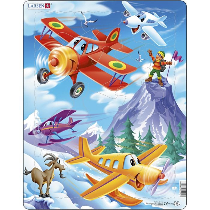 Pussel, flygplan, stl. 28,5x36,5 cm, 20 brickor, 1 st.