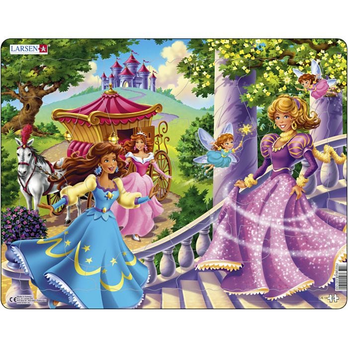 Pussel, med söta prinsessor, stl. 28,5x36,5 cm, 24 brickor, 1 st.