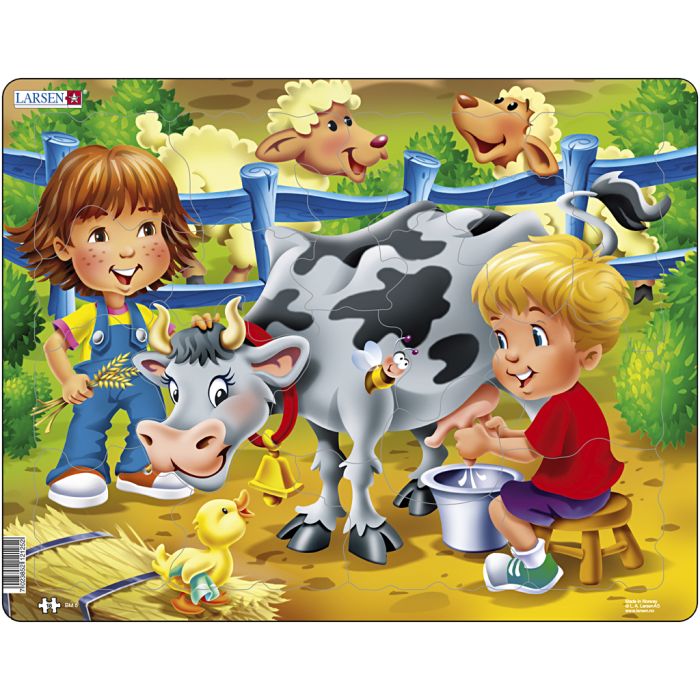 Pussel, barn mjölkar ko, stl. 28,5x36,5 cm, 18 brickor, 1 st.