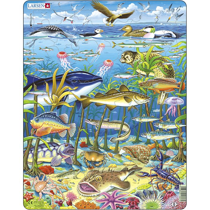 Pussel, havets djur, stl. 28,5x36,5 cm, 60 brickor, 1 st.