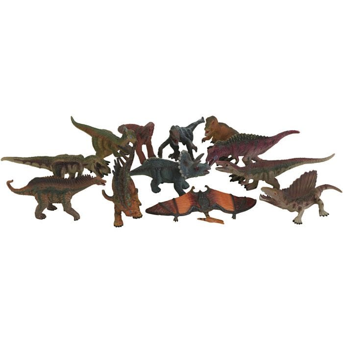 Dinosaurier, stl. 10-14 cm, 12 st./ 1 förp.