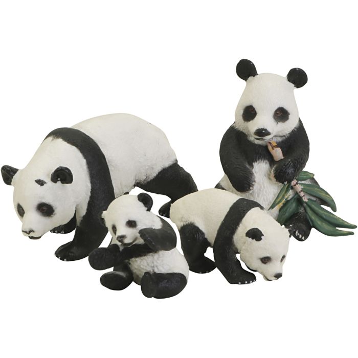 Pandafamilj, H: 4-7 cm, L: 5-5,5 cm, 4 st./ 1 set