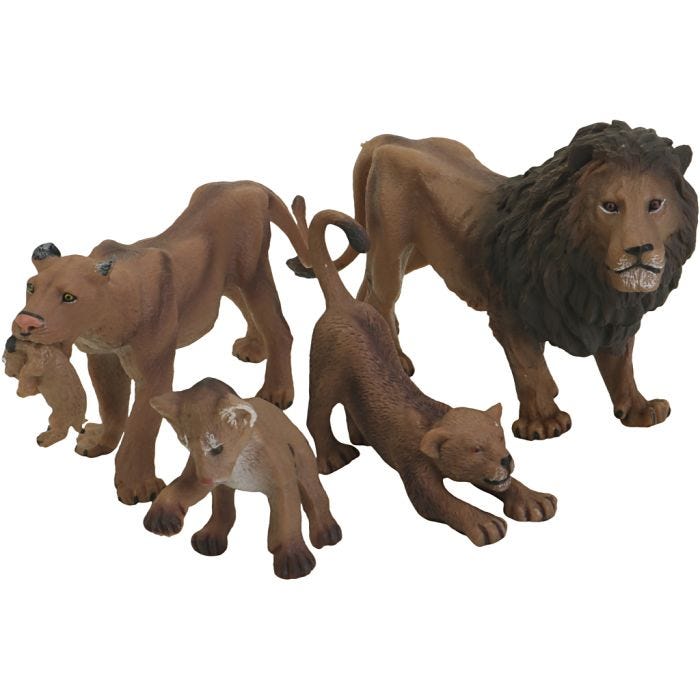Lejonfamilj, H: 3,5-9 cm, L: 10-12 cm, 4 st./ 1 set