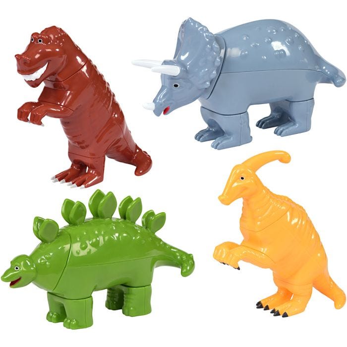 Mixa och matcha magnetiska bondgårdsdjur, dinosaurier, 16 st./ 1 förp.