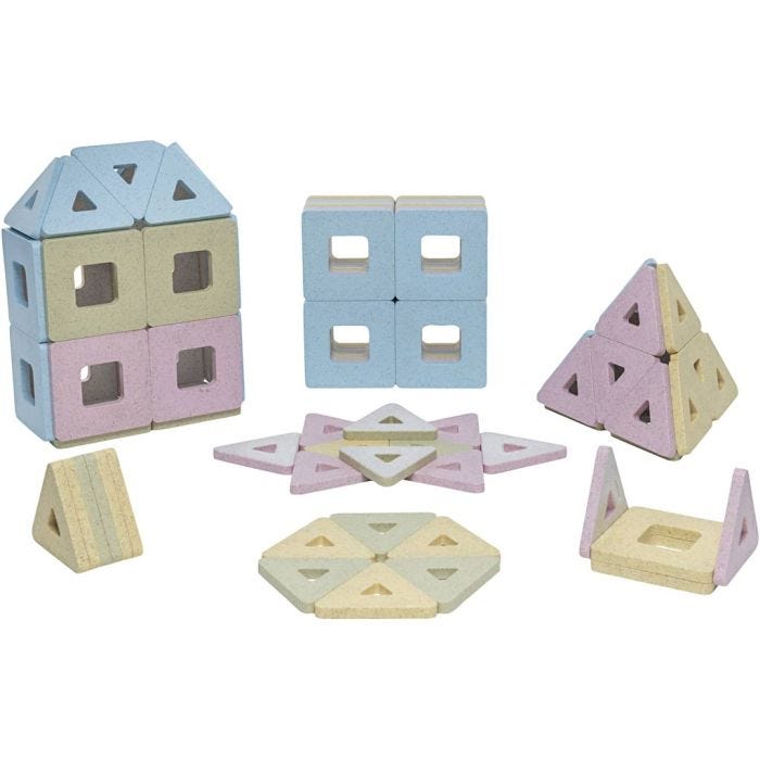 Eco Polydron Kindermag, H: 7 cm, L: 23 cm, B: 21 cm, mixade färger, 96 delar/ 1 set