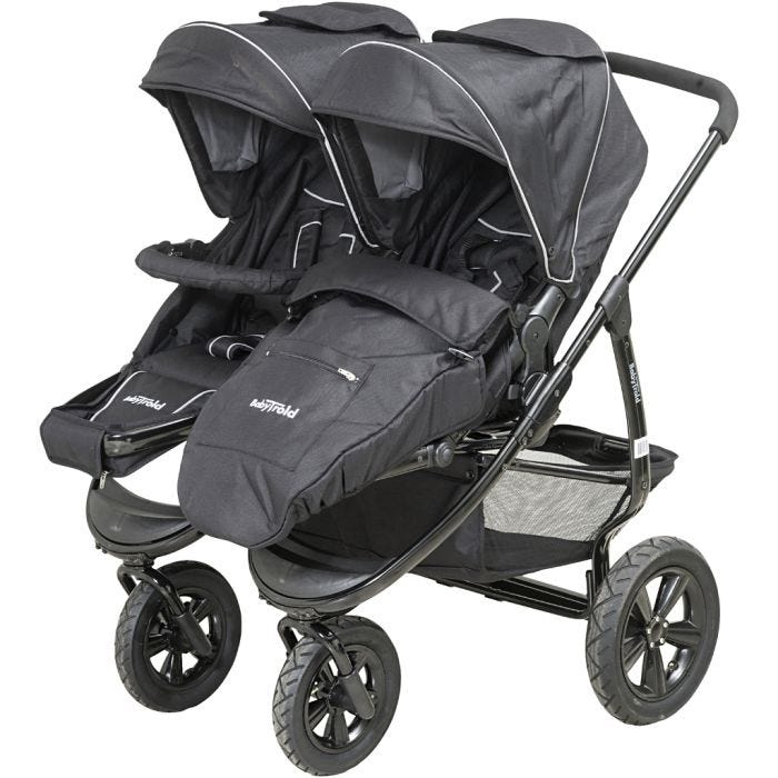 Babytrold Tvillingsittvagn, stl. 90x77x117 cm, svart, 1 st.