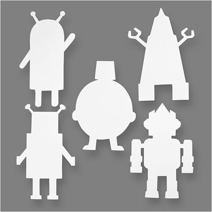 Robot, H: 22,5-24 cm, B: 15-16 cm, 230 g, vit, 16 st./ 1 förp.